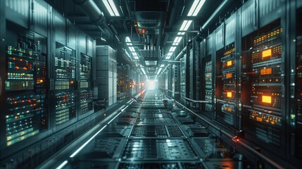 Obraz premium Exploring the Future of Data Management with Stunning Server Stations