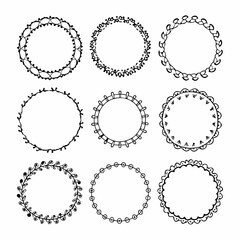 Set of round doodle frames isolated on white background (23)