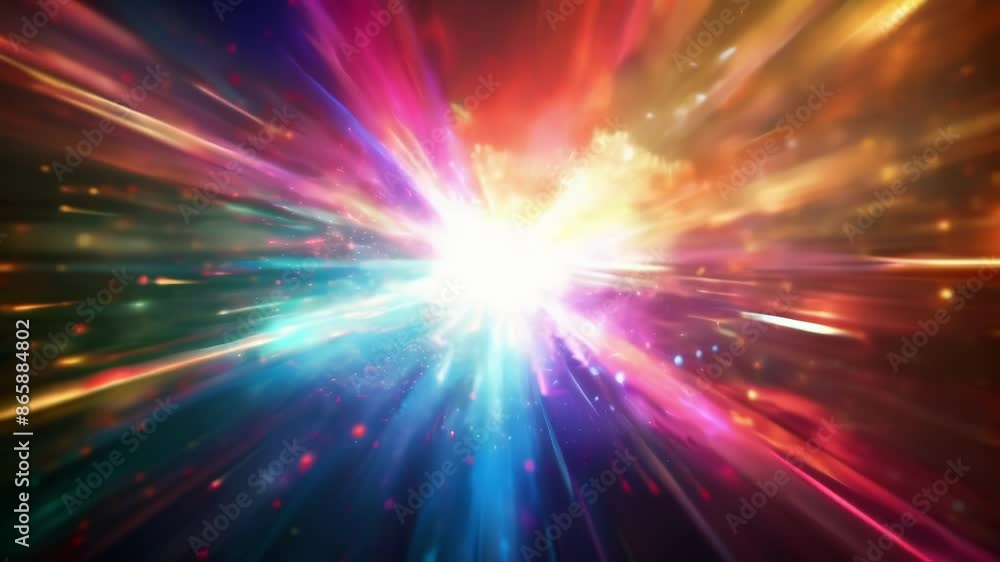 Poster an explosion of color breaks through the darkness as prism light creates a dynamic and intense visua