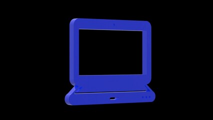 computer notebook blue set icon 3d illustration rotation