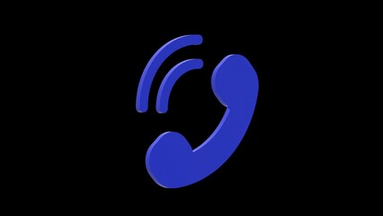 call telephone blue set icon 3d illustration rotation