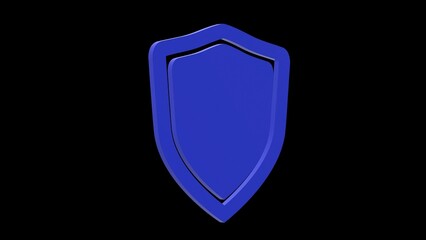shield defense protection blue set icon 3d illustration rotation