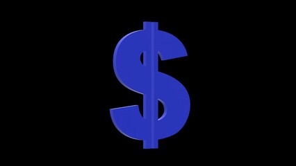 money dollar currency blue set icon 3d illustration rotation