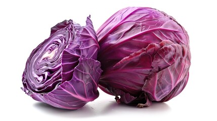 Fototapeta premium Purple cabbage with clipping path isolated on a white background