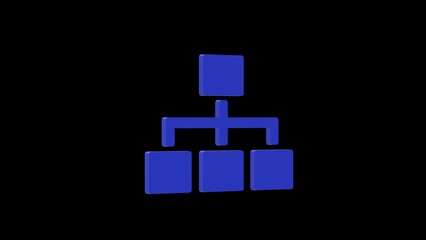 business organization hierarchy command blue set icon 3d illustration rotation