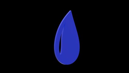 water drop wet blue set icon 3d illustration rotation