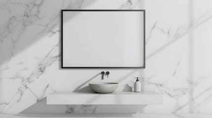 Elegant Minimalist Bathroom with Steel and Marble Sink in Contemporary Interior Design