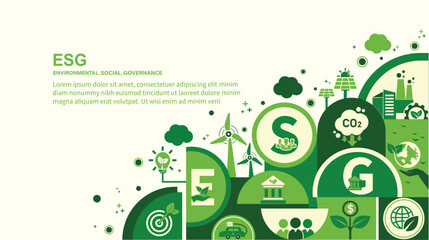 ESG concept icon for business and organization, Environment, Social, Governance and sustainability development concept. vector illustration, Infographic.