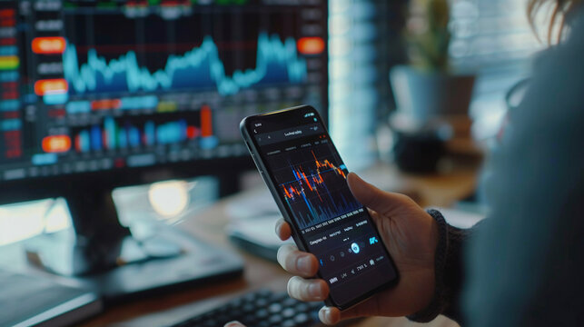 A person trading stocks on a mobile app.