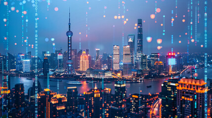 Fototapeta premium Chinese AI algorithms powering global financial services.