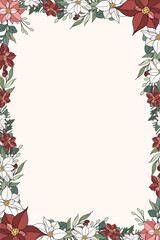 Hand Drawn Christmas Flower Frame Background