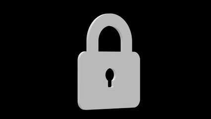 lock security white set icon 3d illustration rotation