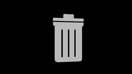 trash bin white set icon 3d illustration rotation