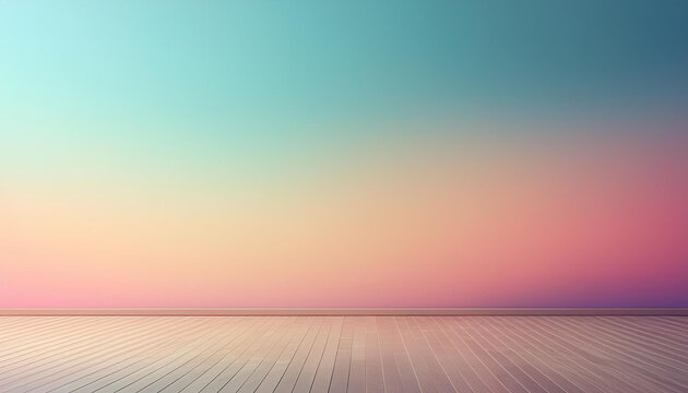 cuarto o habitacion con un fondo de colores pastel en degradado cuarto para escenario con un piso de madera con duela con espacio para copiar o para texto