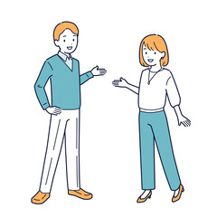 紹介をするビジネスパーソンのイラスト＿全身