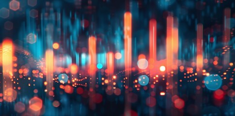 Modern stock market trading background with a vibrant bar graph. Perfect for illustrating finance, economic trends, growth, money, trade, business, technology, and information charts and diagrams.