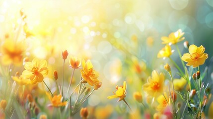 kerria flowers close up, spring time on a sunny day