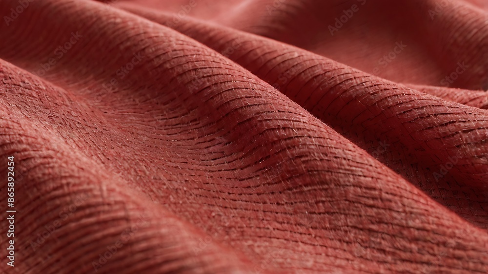 Poster Abstract red fabric with soft wave texture background