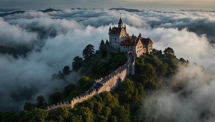 Naklejka premium A haven in the clouds where mythical creatures reside ai_generated