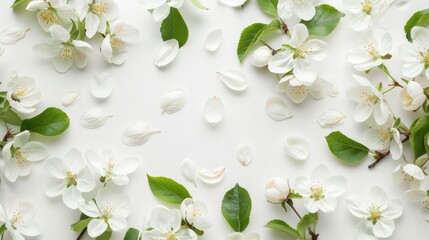 Fototapeta premium White background with apple blossoms