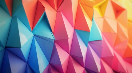 Obraz premium Abstract background made of colorful origami paper sheets 3d ilustration, shape background, glowing glossy hyper realistic.