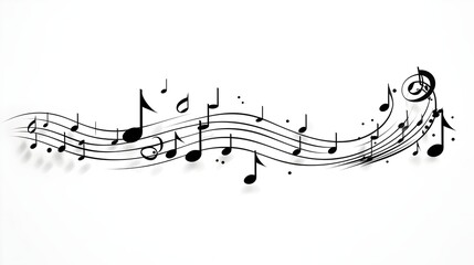 A black and white image of a musical note isolated on white background