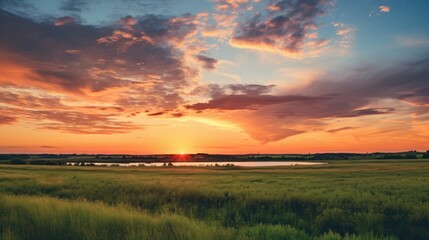 Fototapeta premium Beautiful countryside sunset 