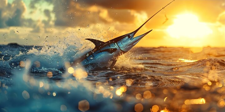 Deepsea fishing for Blue Marlin adds excitement and challenge for anglers. Concept Fishing, Blue Marlin, Deepsea Adventure, Angling Challenge, Outdoor Excitement