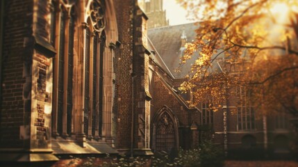 Enigmatic Daytime Gothic Scene with Dutch Angle, Tilt-Shift, and Lens Flare