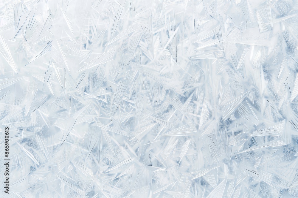 Poster a high-definition image of frosted glass, with delicate ice crystals creating an intricate and mesme