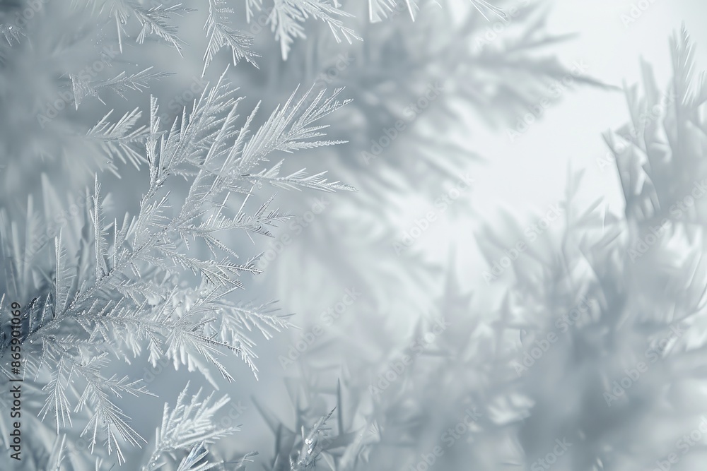 Poster a high-definition image of frosted glass, with delicate ice crystals creating an intricate and mesme