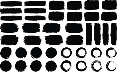 Big set of grunge brush strokes. Black paint, ink brush strokes, brushes, lines, grungy. Dirty artistic design elements, boxes, frames. Vector illustration.