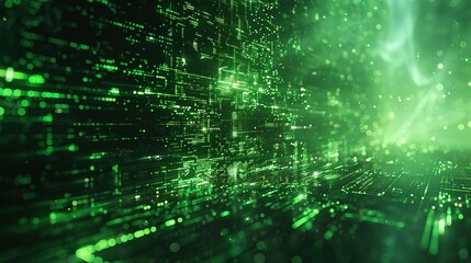 Pixelated Green Monitor: Retro Tech Abstract