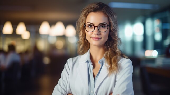 Portrait of a young female doctor, fresh skin, 