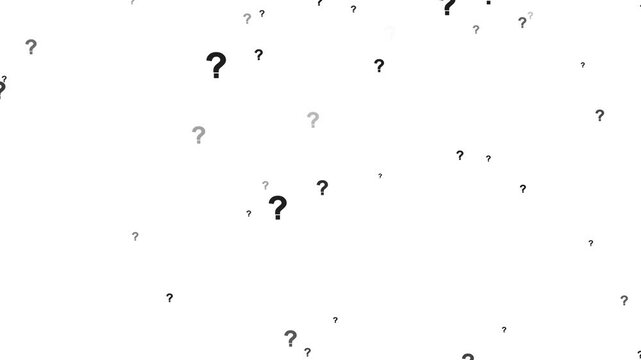 question mark sign, Question marks background, seamless looping animation,
Question mark medium appear slow explosive dimension flo motion,
Animated bw question marks. Black and white thin line.