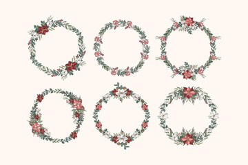 Hand Drawn Christmas Wreath Flower