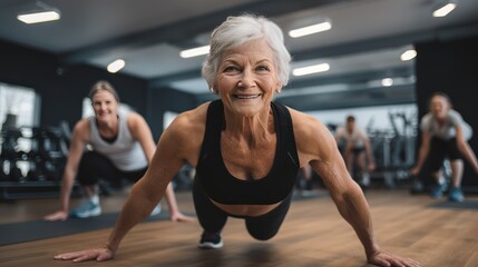 Senior woman  exercising at the gym , the elderly and exercise, health of the elderly