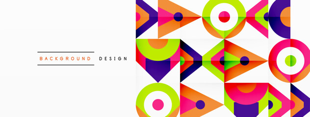 Obraz premium Colorful circle and triangle abstract background. Template for wallpaper, banner, presentation, background