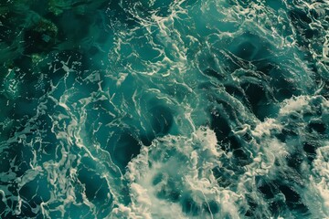 Turquoise ocean waves from above