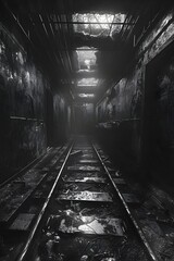 Haunting Remnants of a Derelict Rail Terminal in Monochromatic Grandeur