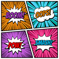 Collection of multicolored comic sound Effects
