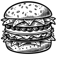 hand drawn burger, generative AI