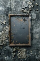 Weathered Metal Frame Against Textured Concrete Wall in Gritty Industrial Setting