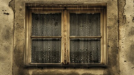 Moody Rainy Window View - Classic Top-Down Shot in HDR Sepia Tone