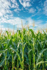 Fototapeta premium Field of corn under blue sky