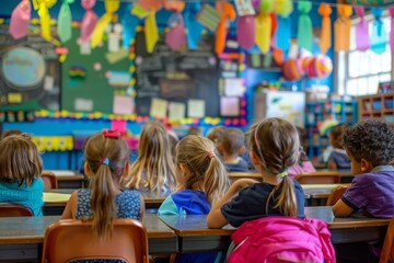 Elementary School Students Attentively Listening During Class
