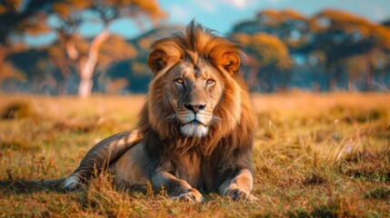 Obraz premium Portrait of an Amazing Male Lion in the Savanna 