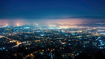 Fototapeta premium Night view of a city with all lights energy-efficient