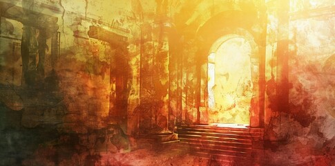 Fototapeta premium Golden Arches: An Illustration of a Glowing Entrance