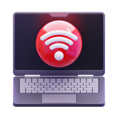 LAPTOP SIGNAL 3D ICON ILLUSTRATION